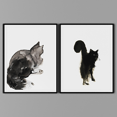 Modern Black Framed Picture Duo 3D model image 1 