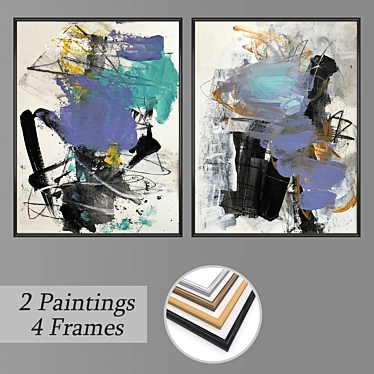 Dual Art Set: Wall Paintings & Frames 3D model image 1 