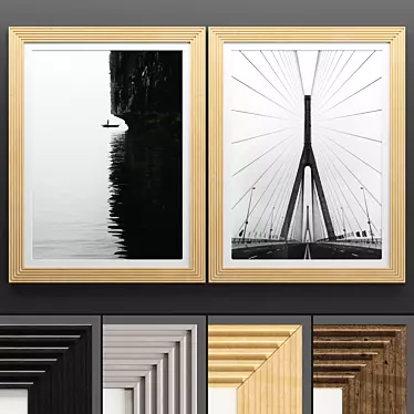 Modern Art Frame Set - 2 Frames, 4 Textures 3D model image 1 
