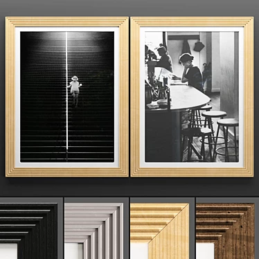 Modern Art Frame Set | 2 Frames | 4 Textures | 50x70 cm Size 3D model image 1 