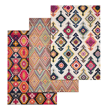 Luxury Carpet Set: 3 Textured Rugs 3D model image 1 