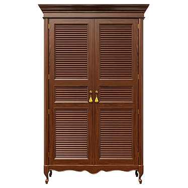 Solid Wood Wardrobe, 1400mm 3D model image 1 