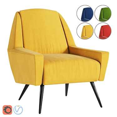 Roco Accent Armchair: Italian Design Elegance 3D model image 1 