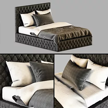 Luxury Wingback Double Bed: Soverom Inspirasjon 3D model image 1 