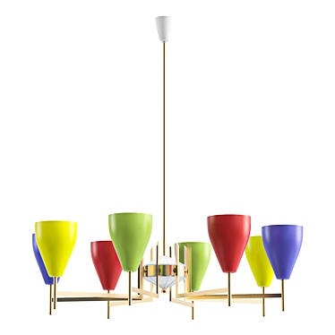 Italian Multi-Colored Modernist Chandelier 3D model image 1 