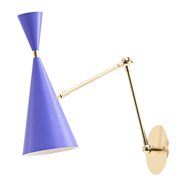 Italian Brass & Blue Enamel Reading Lamp 3D model image 1 