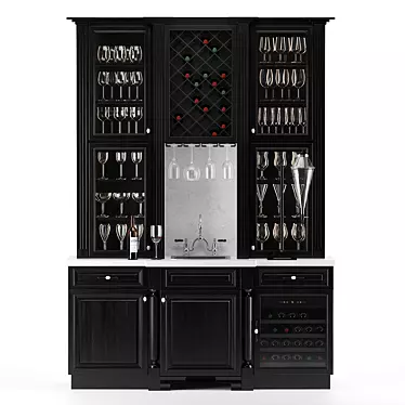 Sleek Wine Cabinet with Sink 3D model image 1 