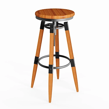 Wooden Backless Swivel Counter Stool 3D model image 1 