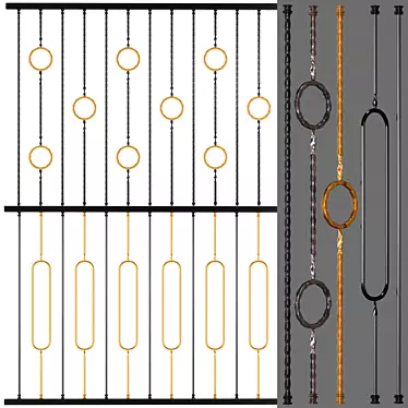 Elegant Wrought Iron Fence 3D model image 1 