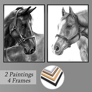 Modern Wall Painting Set with Multiple Frames 3D model image 1 