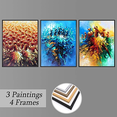 Modern Wall Art Set with Multiple Frames 3D model image 1 