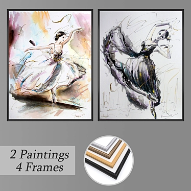 Modern Art Wall Set with Frames 3D model image 1 