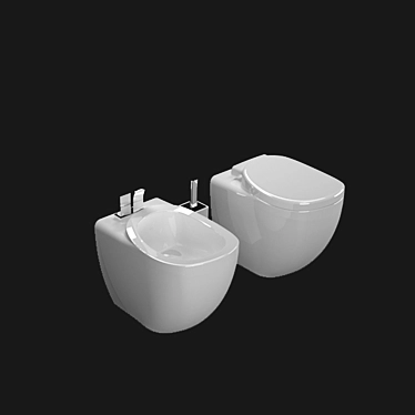 Luxury Bathroom Set: Toilet & Bidet 3D model image 1 
