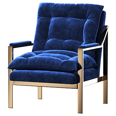 Luxury Navy Blue Velvet Gold Armchair 3D model image 1 