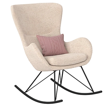Cozy Velvet Wing Rocking Chair 3D model image 1 