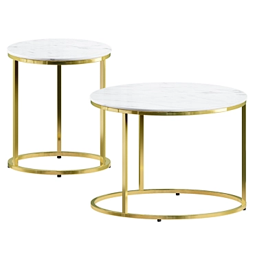 Elegant Round White Marble Table 3D model image 1 