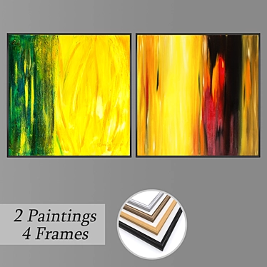 Modern Wall Art Set with Frame Options 3D model image 1 