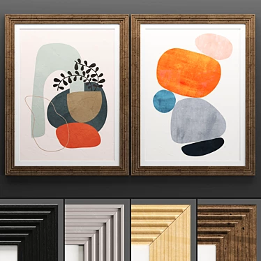 Modern Art Frame Set 3D model image 1 