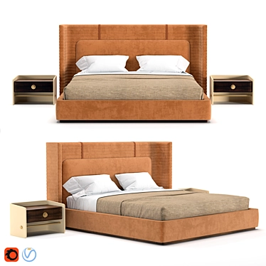 MezzoCollection Bed PERRY: Sleek and Stylish Comfort 3D model image 1 