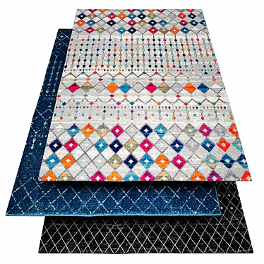 Clair Geometric Gray Area Rug: Power Loomed Polypropylene, Blue, Indoor Use Only 3D model image 1 