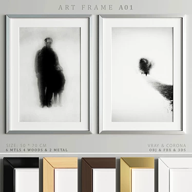 Elegant Art Frame Set 3D model image 1 