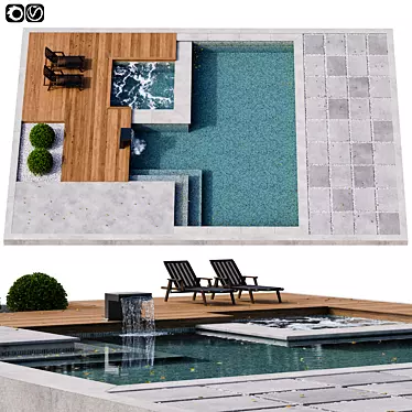 Modern Pool Design: 3D Model 3D model image 1 