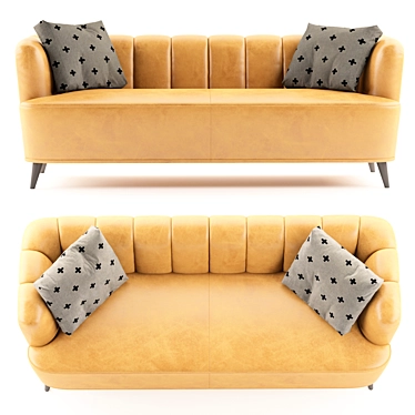 Sunshine Yellow Leather Sofa 3D model image 1 