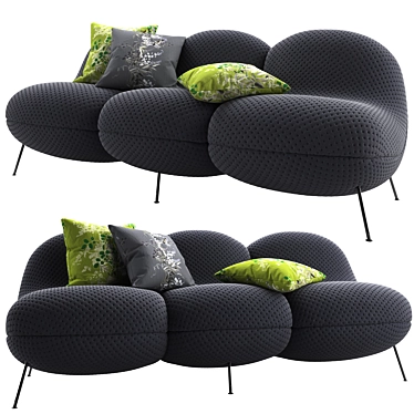 Cozy Comfort Sofa: JotJot baba-3seater 3D model image 1 