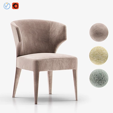 Luxurious Lapel Velvet Chair 3D model image 1 