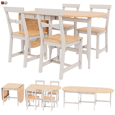 Vintage Style Dining Set - IKEA GAMLEBY 3D model image 1 