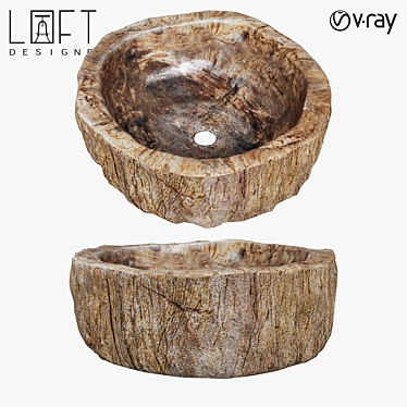 Rustic Fossil Wood Sink 3D model image 1 