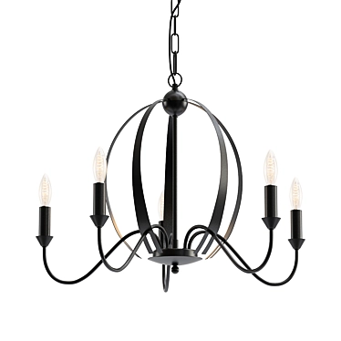 Classic Candle Chandelier in Black and Nickel - RUFUS 3D model image 1 
