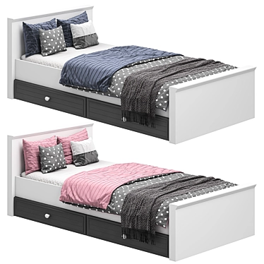 Modern Bed with Dual Color Options 3D model image 1 