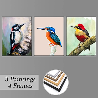 Elegant Art Set: 2 Paintings, 4 Frame Options 3D model image 1 