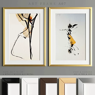 Versatile Art Frame A07 - Wood & Metal - 50x70 cm 3D model image 1 