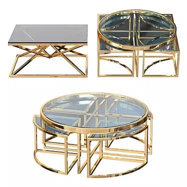 Golden Elegance: Eichholtz Glass Coffee Table 3D model image 1 