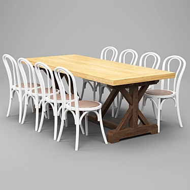 Montmartre Wooden Dining Set 3D model image 1 