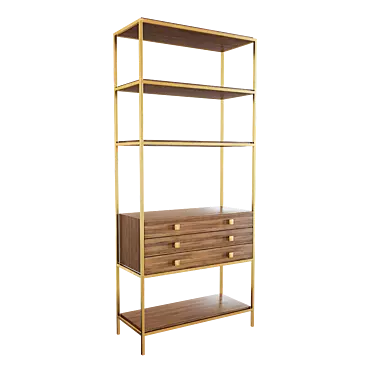 Brass Rack: Stylish & Spacious Storage 3D model image 1 