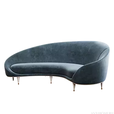Sophisticated OM Sofa: Brass Inserts and Curved Design 3D model image 1 