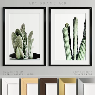 Modern Art Frame A09: Versatile Materials, Multiple Sizes 3D model image 1 