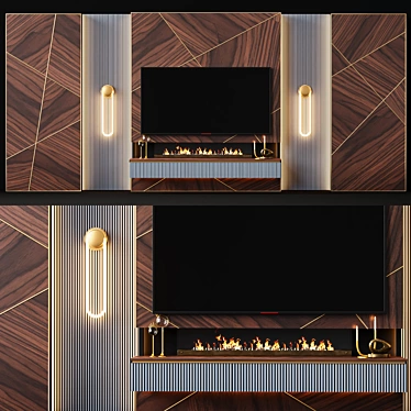 Title: Sleek TV Wall with Modern Fireplace 3D model image 1 