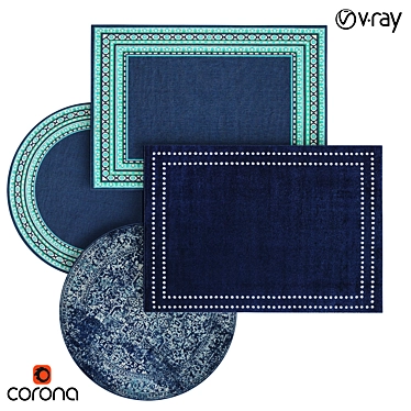 Navy Area Rugs Set for Chic Spaces 3D model image 1 