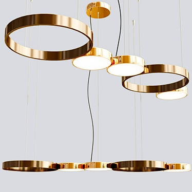 Metallic Brilliance: Mavis Triple Globe LED Pendant 3D model image 1 