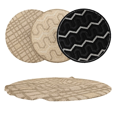 Round Carpets Set - Variety of Textures for Close and Distant Shots 3D model image 1 