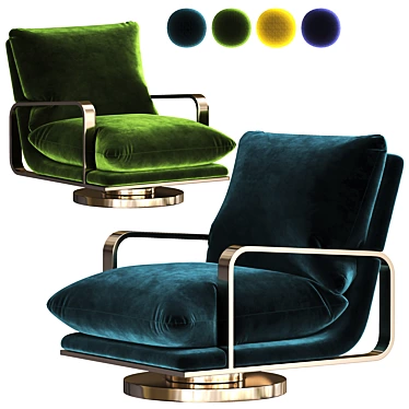 Rare Milo Baughman Swivel Lounge Chairs 3D model image 1 