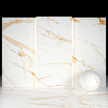 Golden Royal Marble: Luxurious Texture for Exquisite Spaces 3D model image 1 