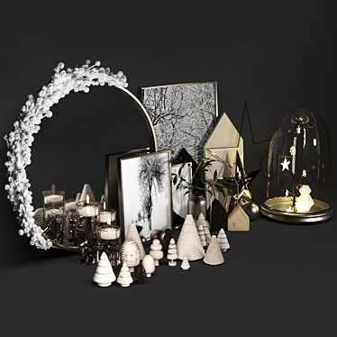 Sleek Monochrome Christmas Set 3D model image 1 