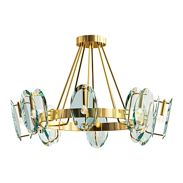 Blue Glass Designer Chandelier 3D model image 1 