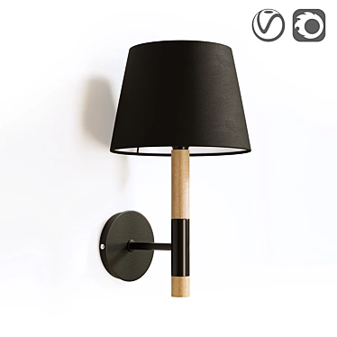 Modern Oak Wall Lamp 3D model image 1 