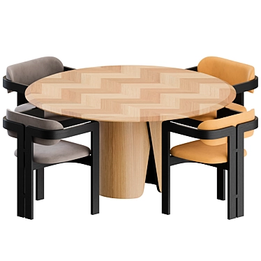 G&R Dining Set: 2 Chairs + 1 Table 3D model image 1 